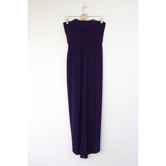 NEW La Femme 28204 Dress Sleeveless Stretch Jersey High Low Gown Dark Purple 10 - Picture 7 of 8